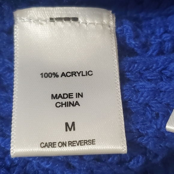 New York & Company Chunky Ribbed Sweater Blue Medium Cable Knit - Picture 6 of 9